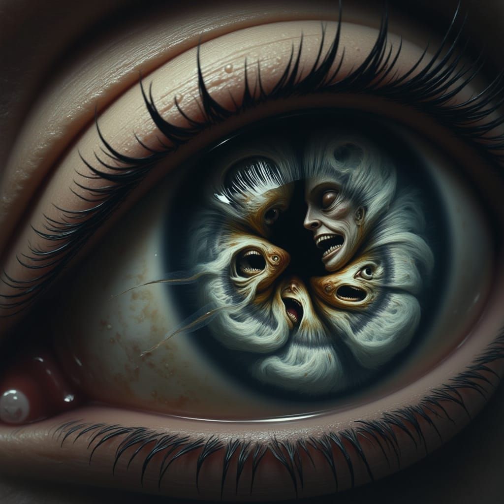 Fractal Men Trapped in Eye Concept Art