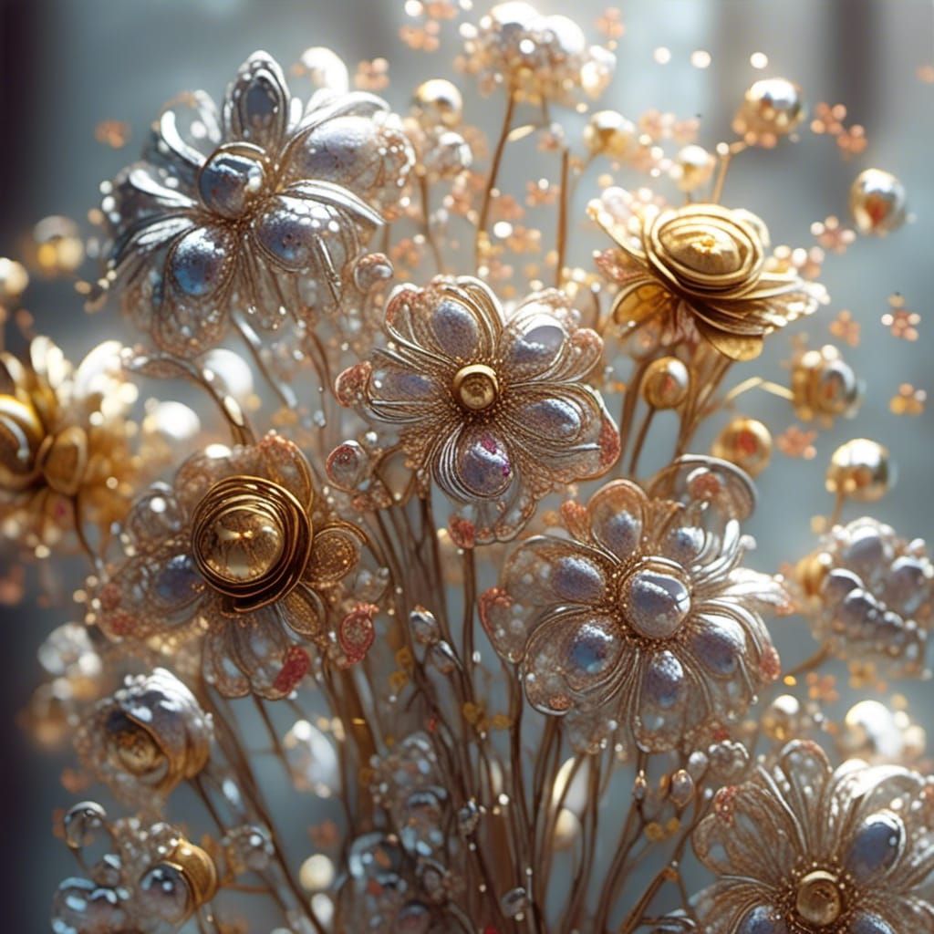 Chrome and Brass Flowers in Professional Photo