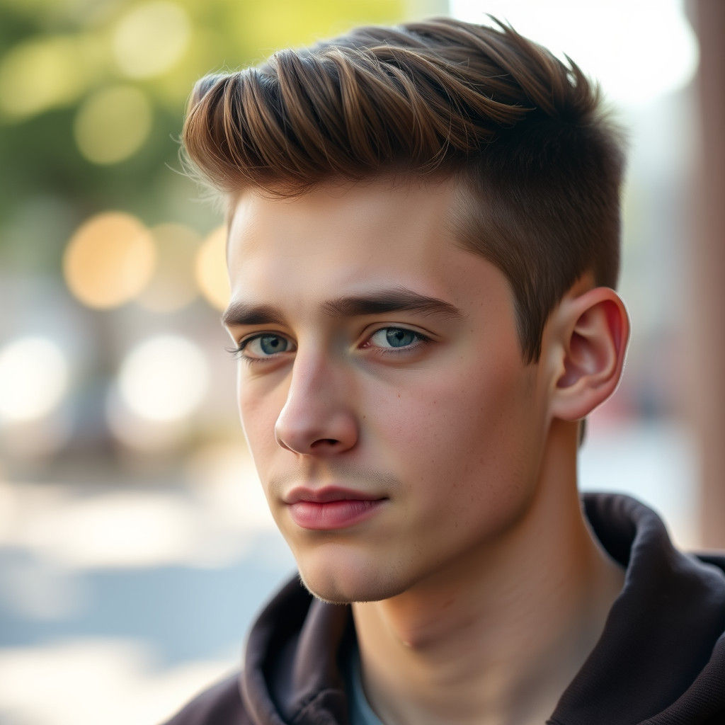 Portrait of a Handsome Teenager with Bokeh