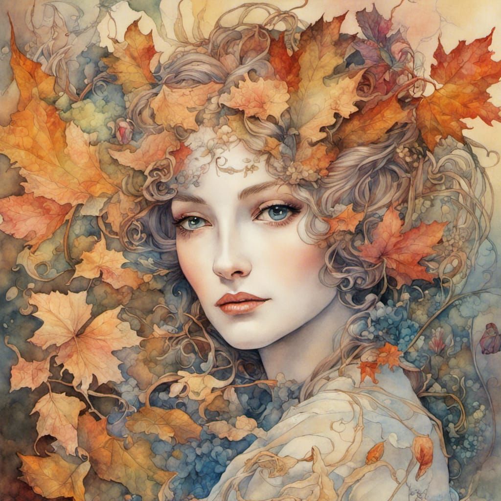 Enchanted Autumn Garden: A Symbolist Painting