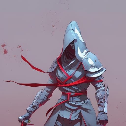 Bloodied Ninja: Hyperdetailed Digital Illustration