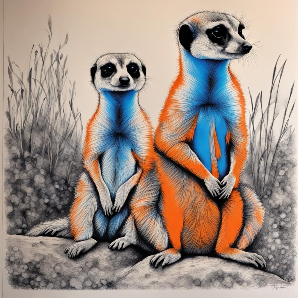 Meerkat Ink Drawing in Shiku Zatsuna Style