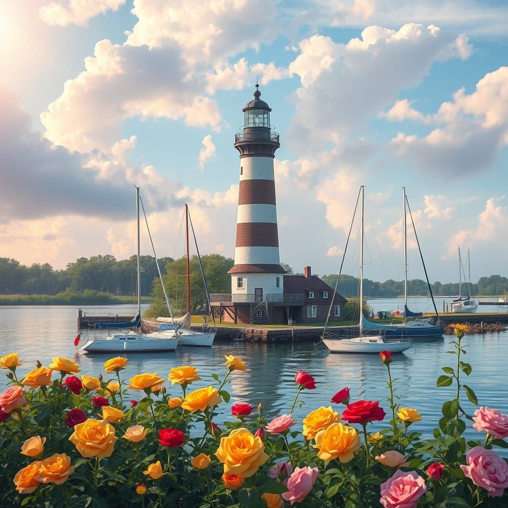 Concorde Lighthouse: Dreamy Thomas Kinkade Style