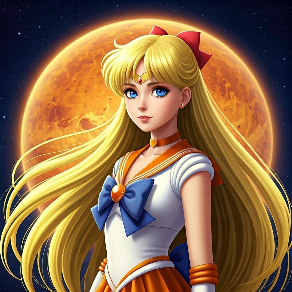 Ethereal Sailor Venus in Dreamy HDR Landscape