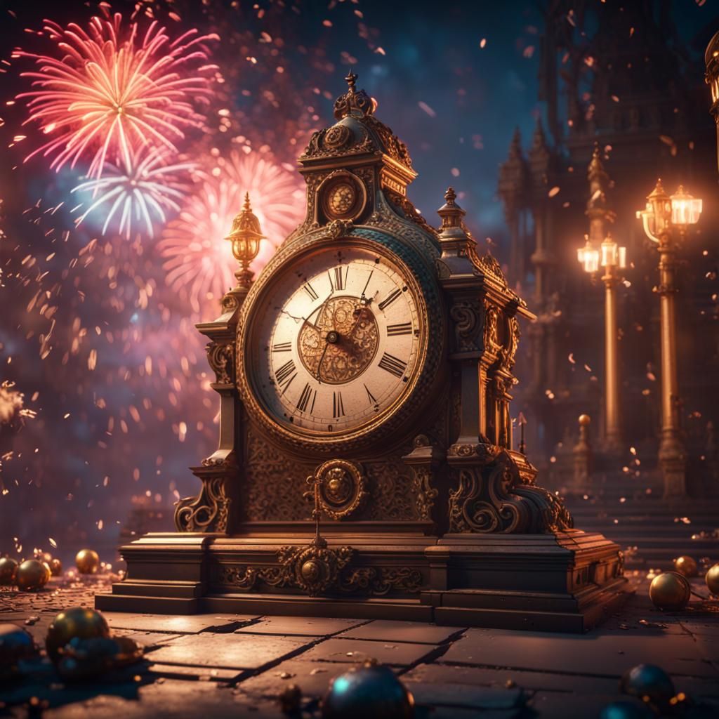 New Year's Eve Midnight Countdown in 3D