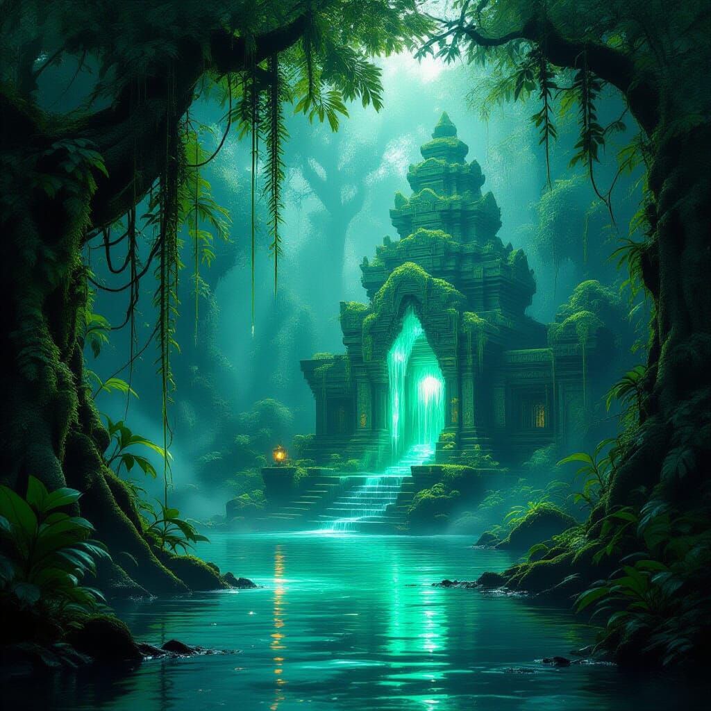Emerald Liquid Jungle With Sapphire Water Temple