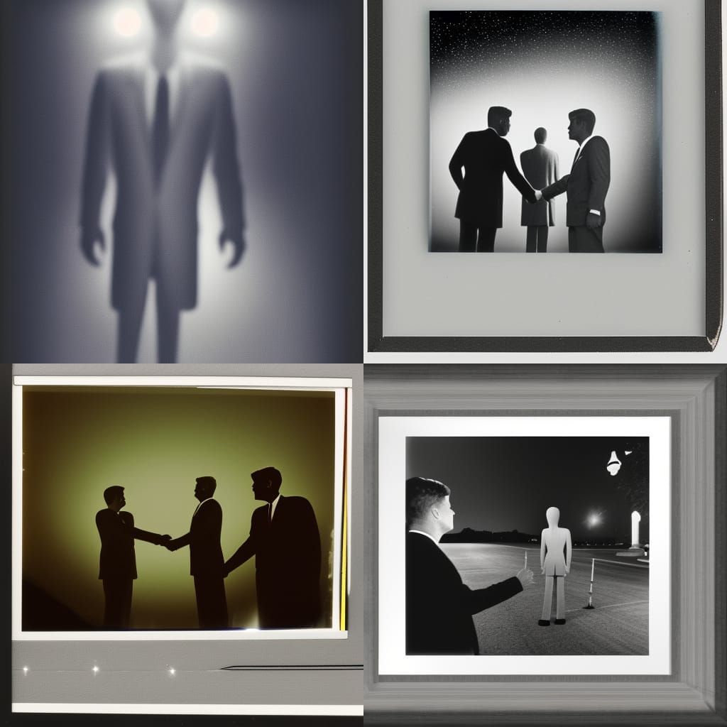 Grey Alien Shakes Hands With JFK in Polaroid