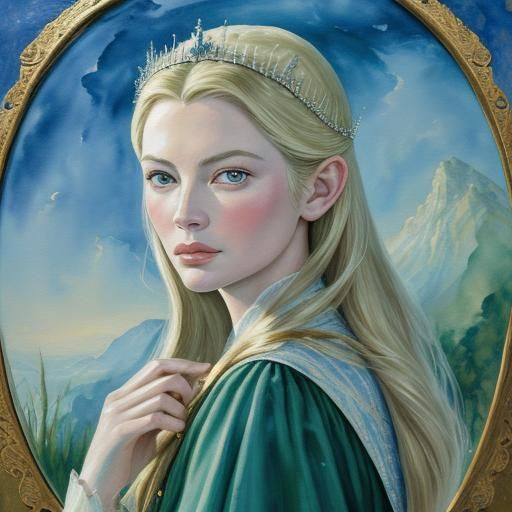 Galadriel Gouache Portrait: Impressionist Maximalist Masterp...
