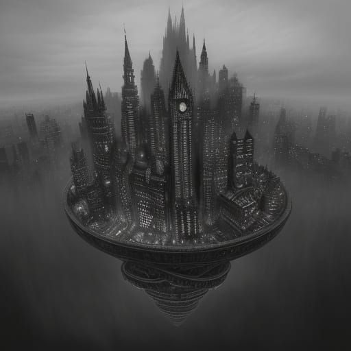 Grand Scale Charcoal Metropolis in the Air