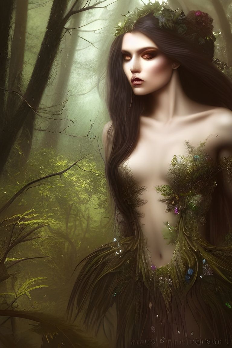 Crystalline Forest Witch Digital Illustration in Princesscor...