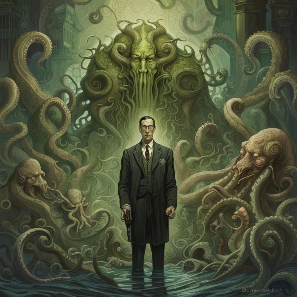 Lovecraft in Steampunk Art Nouveau Style
