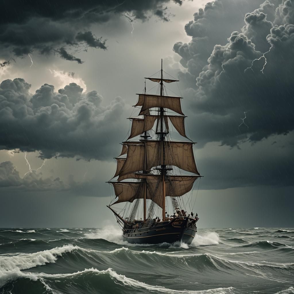 Dramatic Stormy Seas Cinematic Film Still