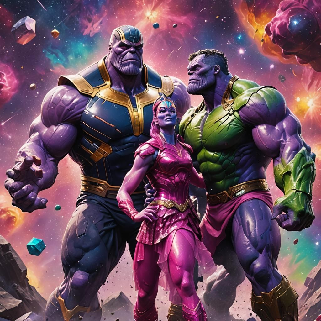 Crystallized Thanos and Hulk in Ballerina Outfits