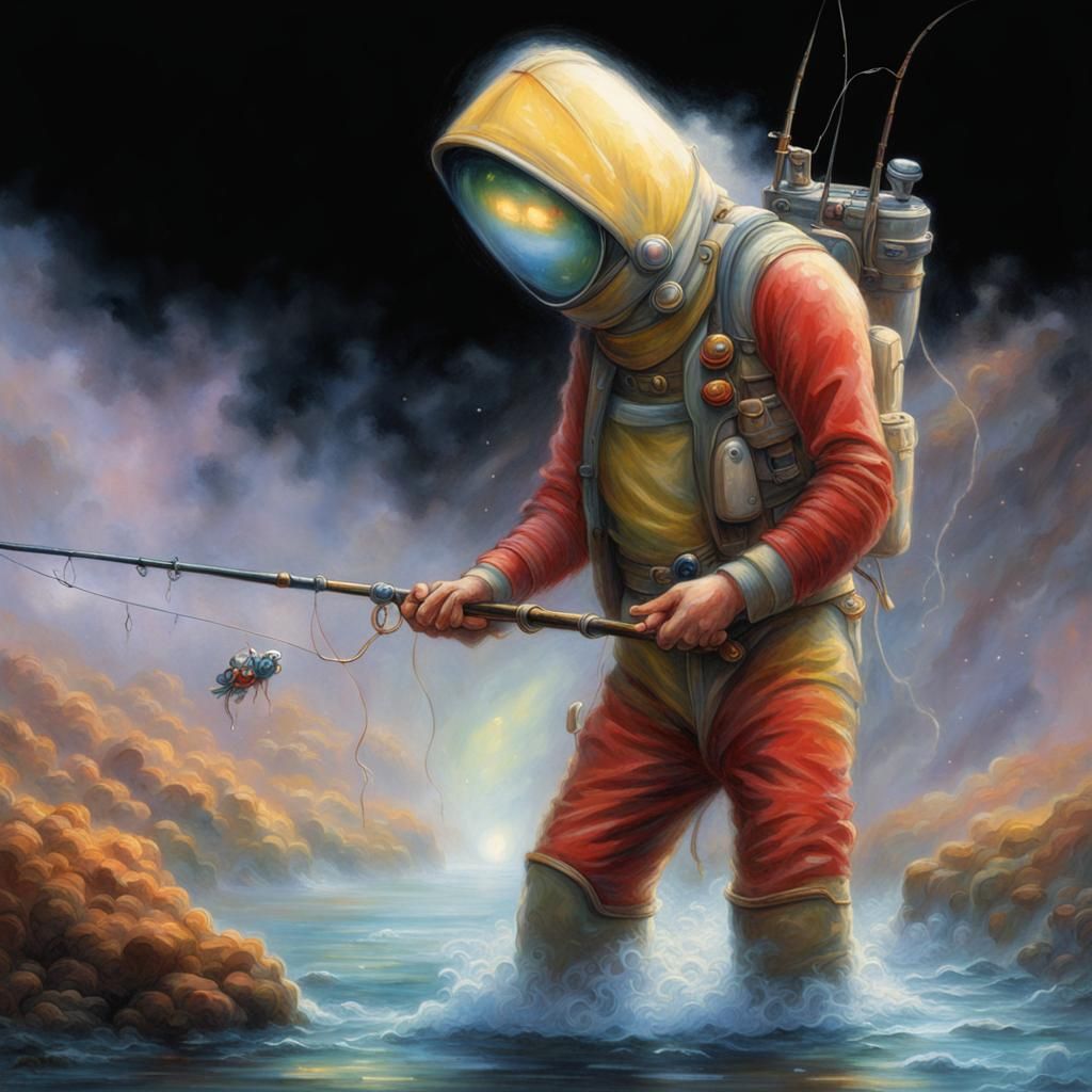 Martian Fishing Trip in Ethereal Fantasy Style