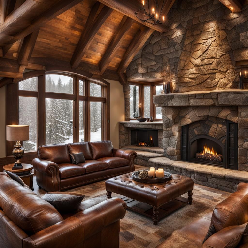 Fantasy Home with Stonework and Cozy Fireplace