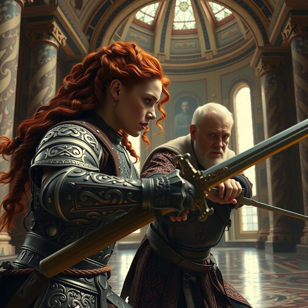 Celtic Woman Sword Fight in Marble Hall