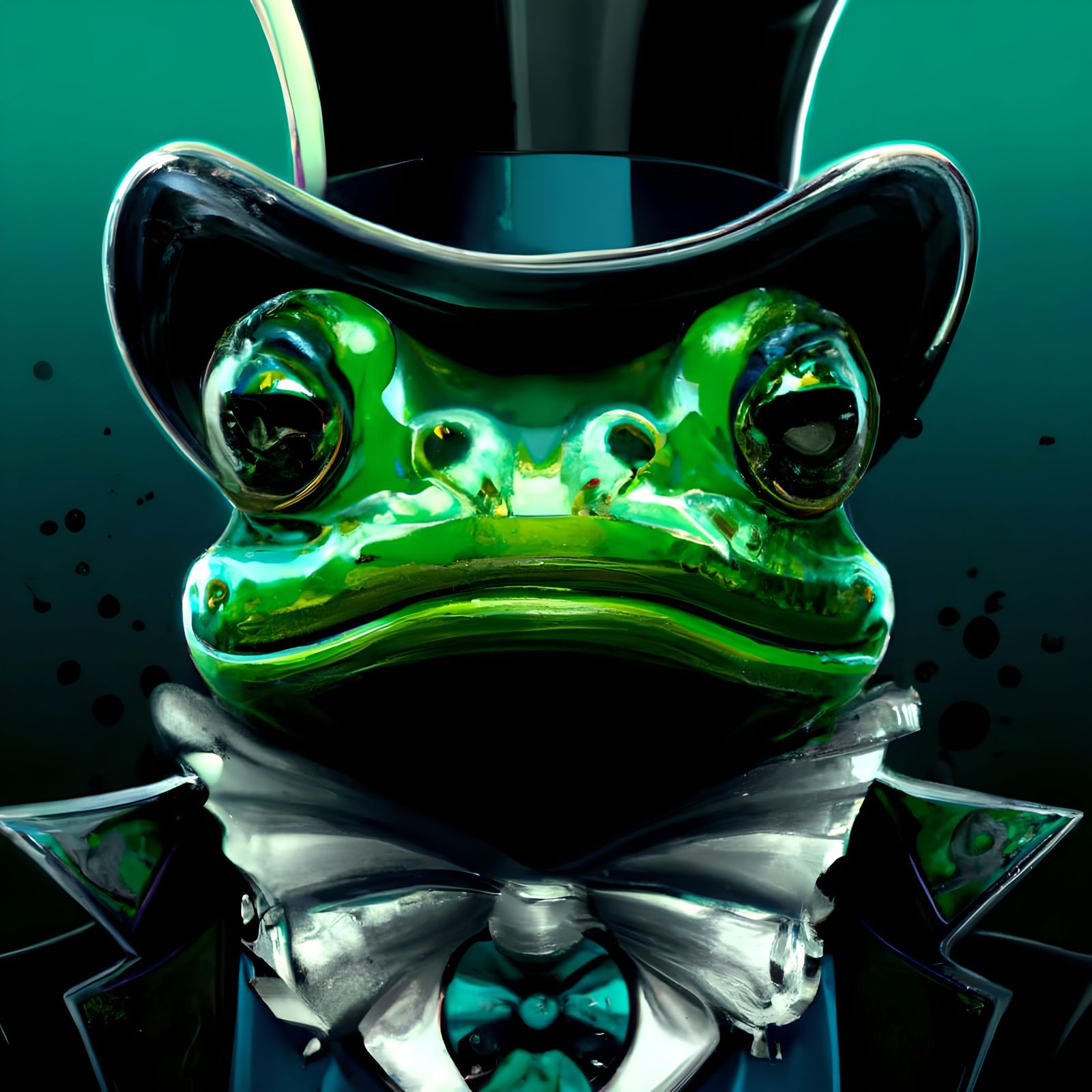 Frog  in  an old fashioned tuxedo and top hat, centered,  he...