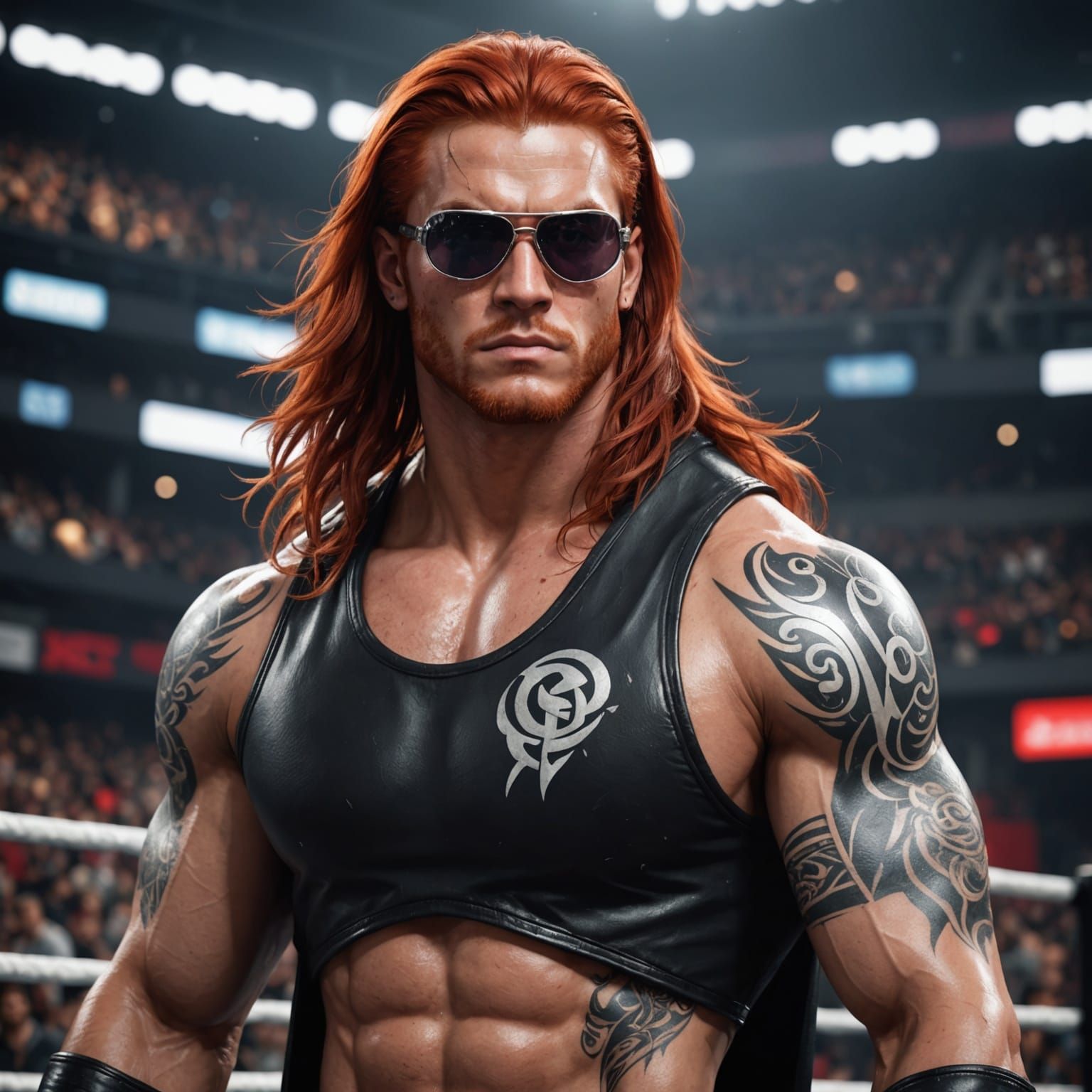 Cyberpunk Wrestler in Dark Fantasy Aesthetic