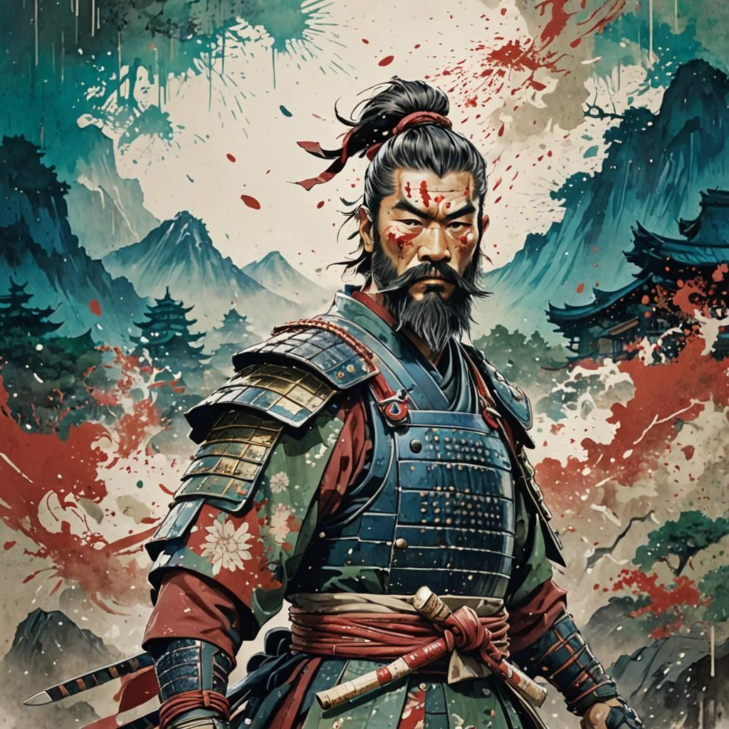 Proud Samurai Warrior in Traditional Armor