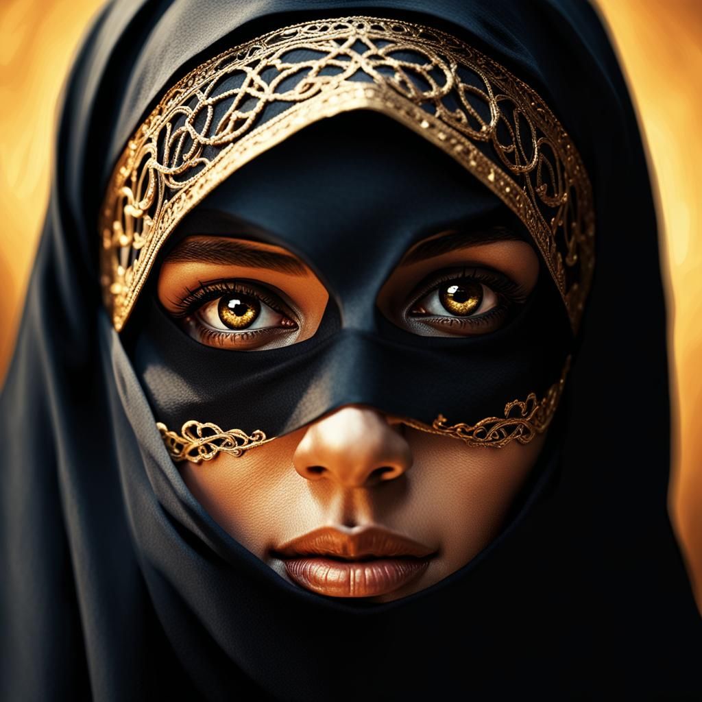 A woman with black niqab