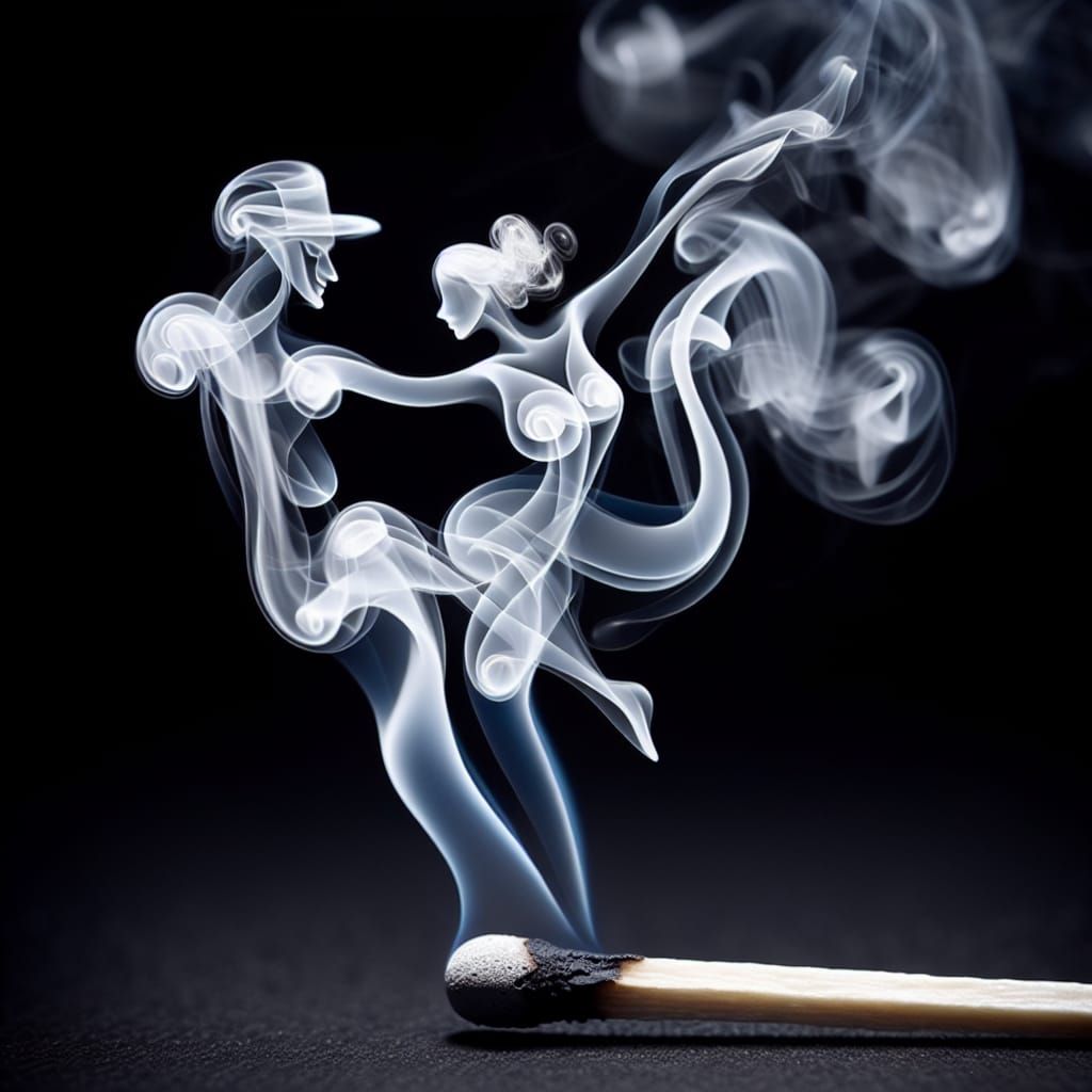 Smoke Waltz: Spectral Figures Dancing from a Match