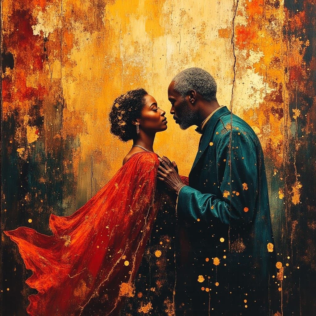 Elderly Couple Dancing in Hyperrealistic Oil Painting