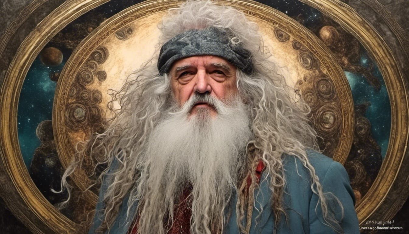 Surreal Wizard Portrait in Art Nouveau Style