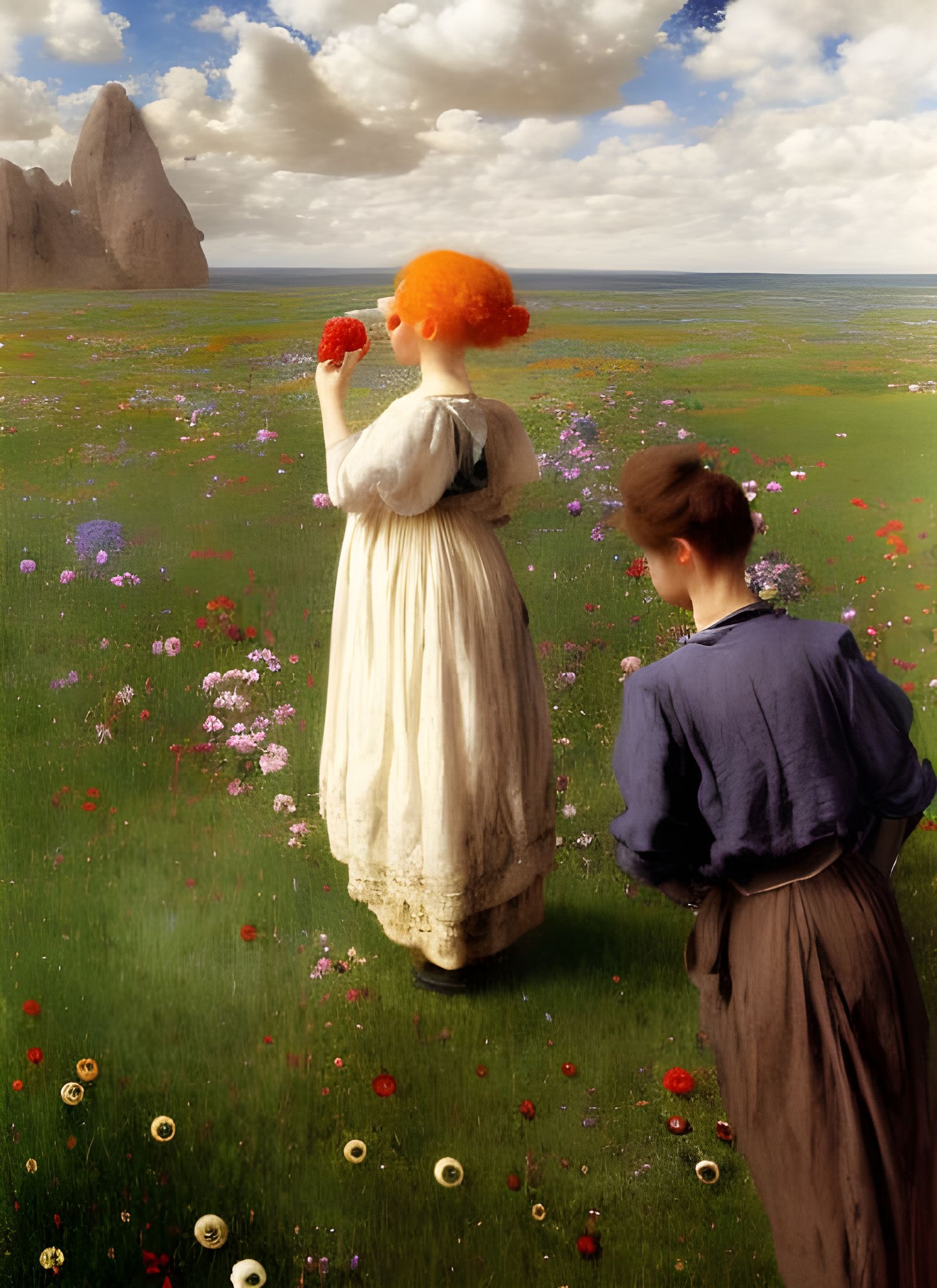 Hyperreal Floral Painting with Magical Particles