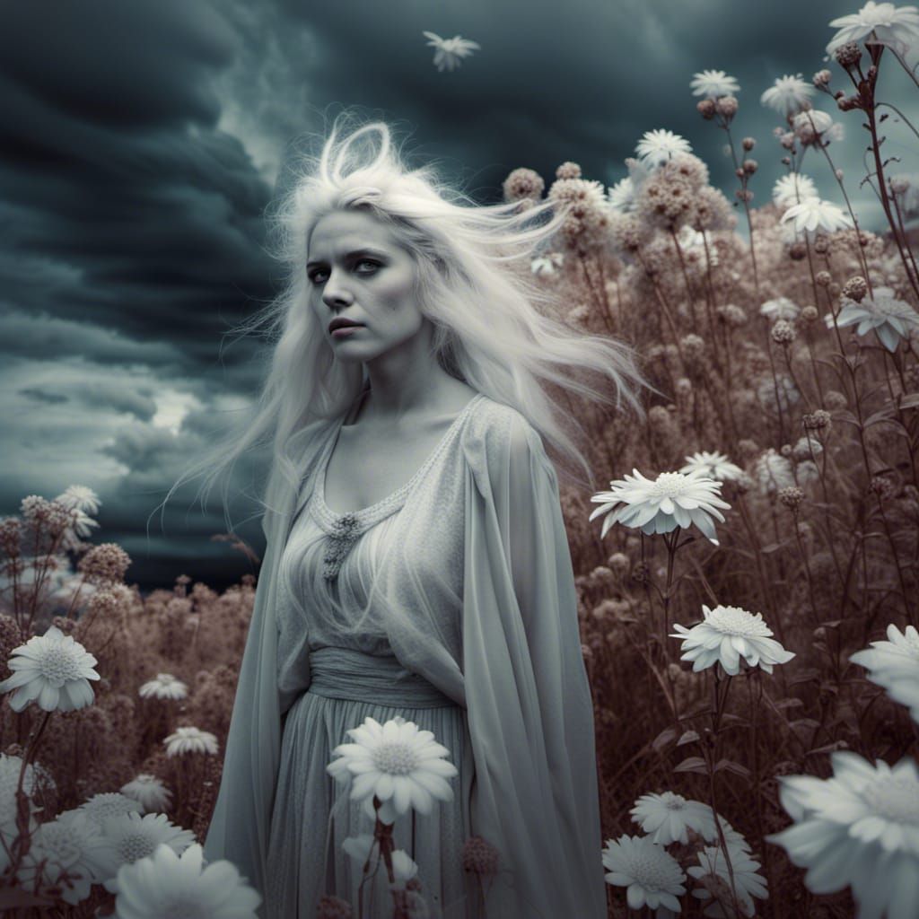 Ethereal White Fairy in Infrared Storm