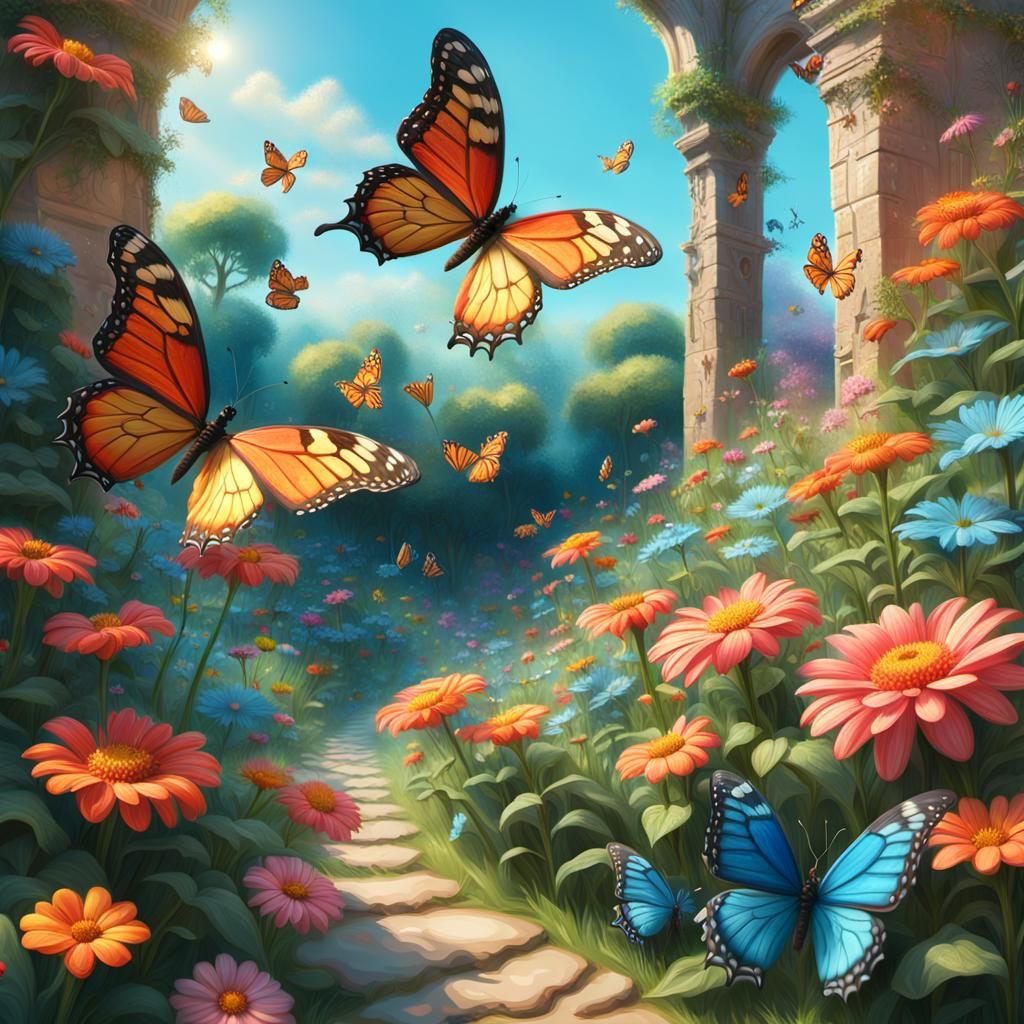 Butterfly World: A Vibrant Fantasy Matte Painting