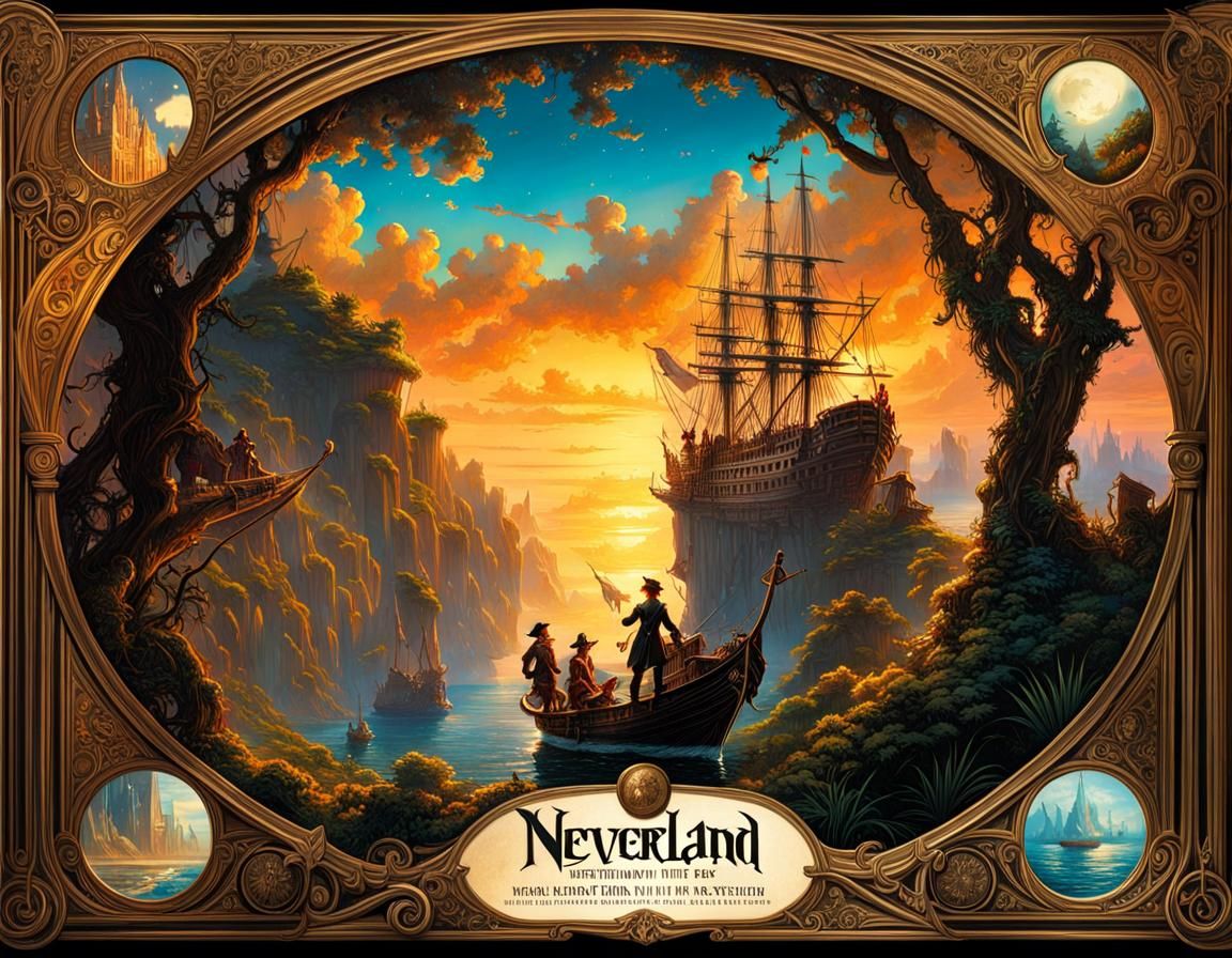 Neverland Postcard Art Featuring Peter Pan