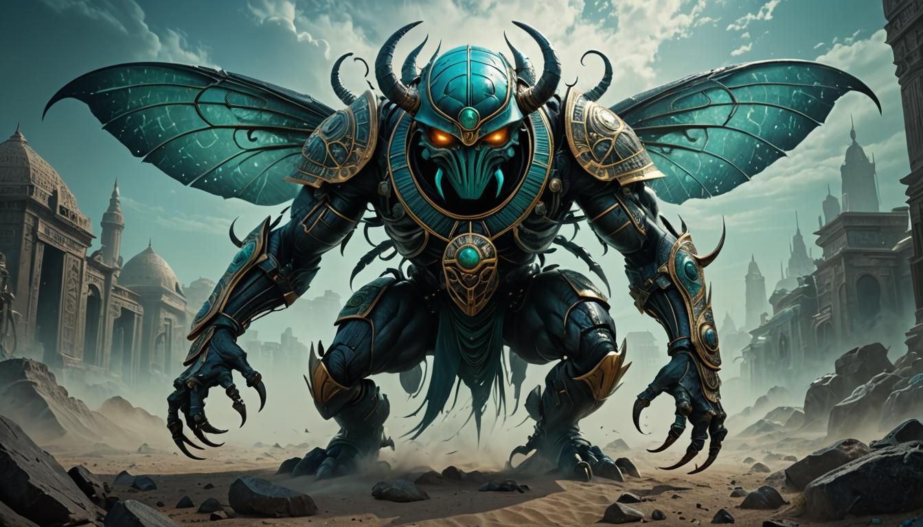 Intimidating Demon Scarab Monster with Blade Hands