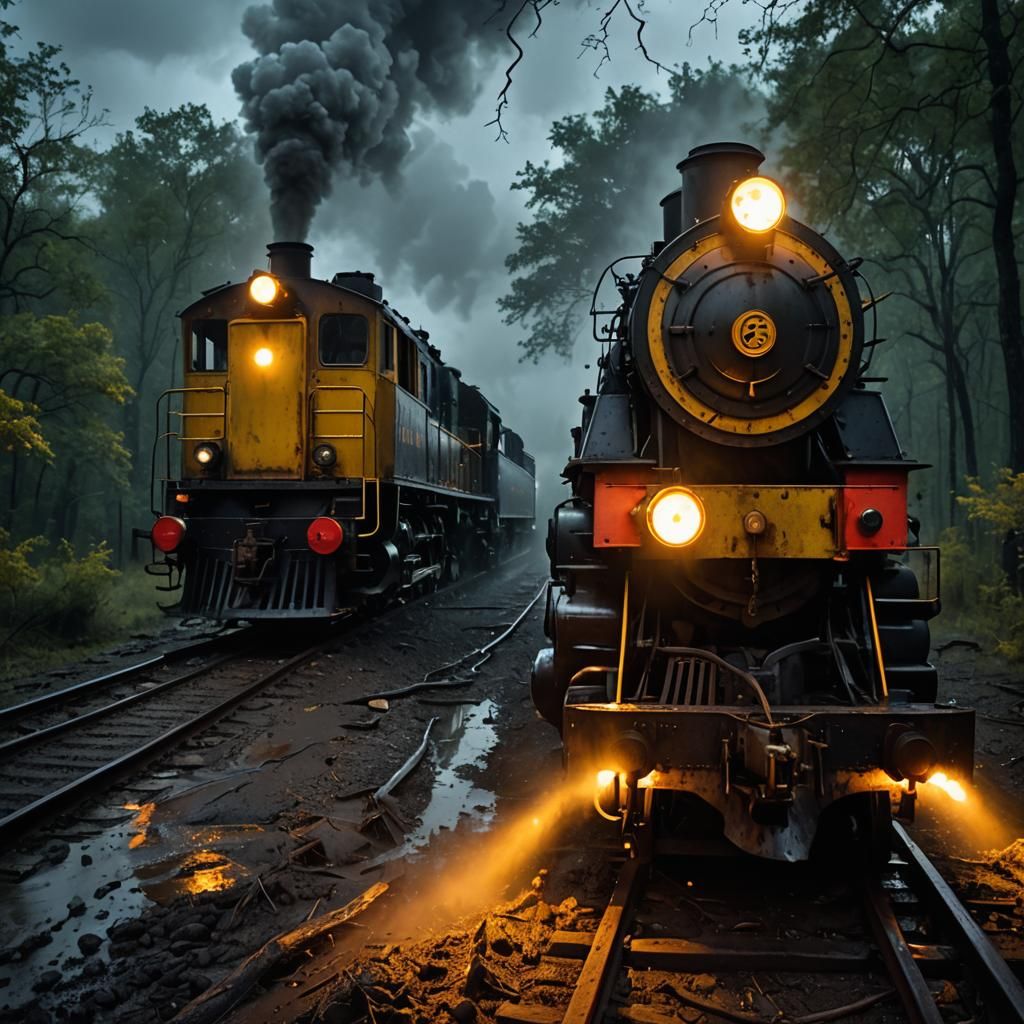 railroad  monsters in the woods