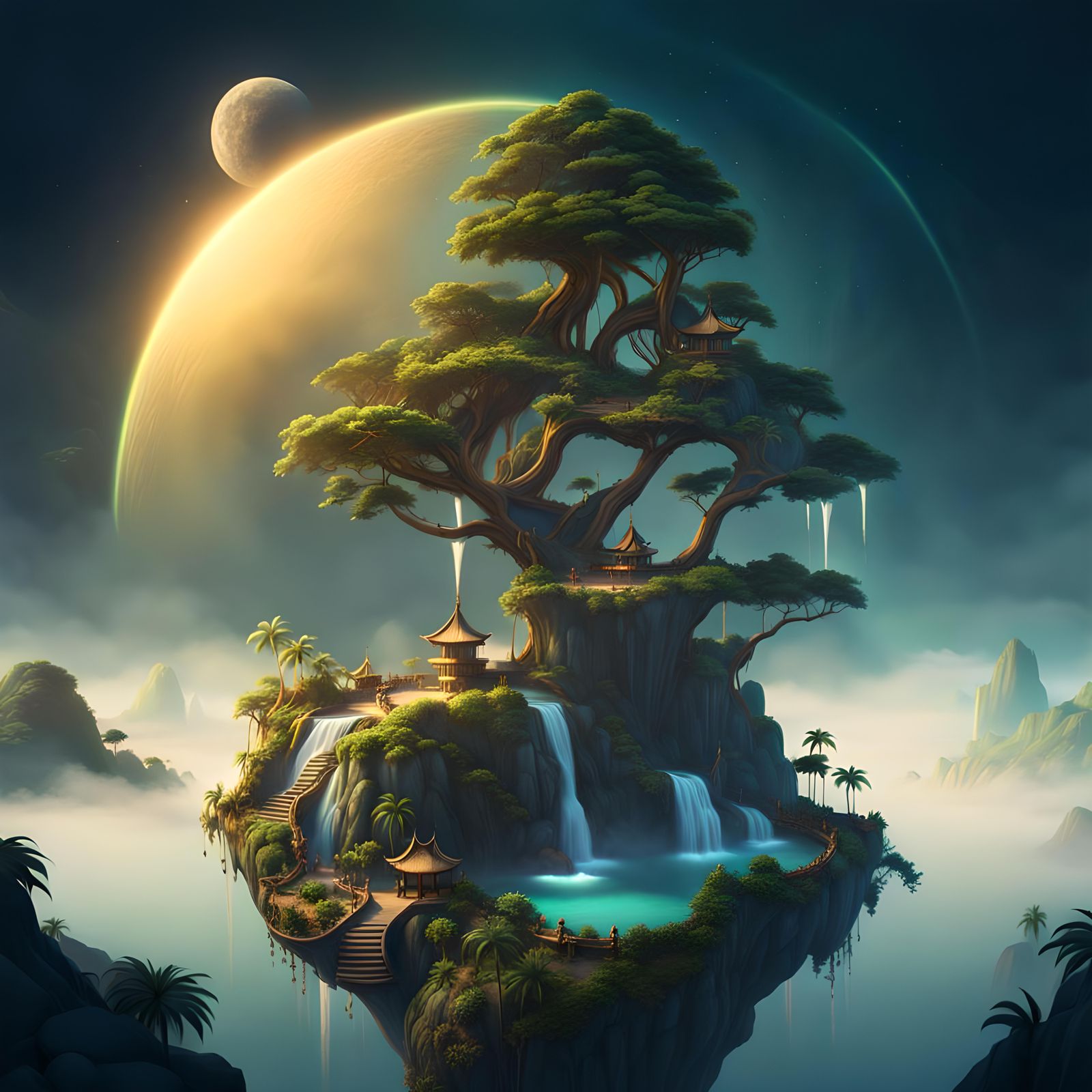 Utopian Jungle: A Fantastical Matte Painting