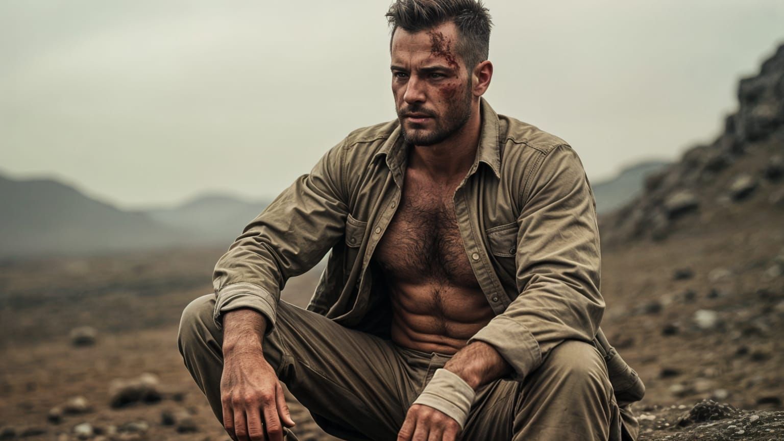 Wounded Soldier: Hyperrealistic Cinematic Portrait