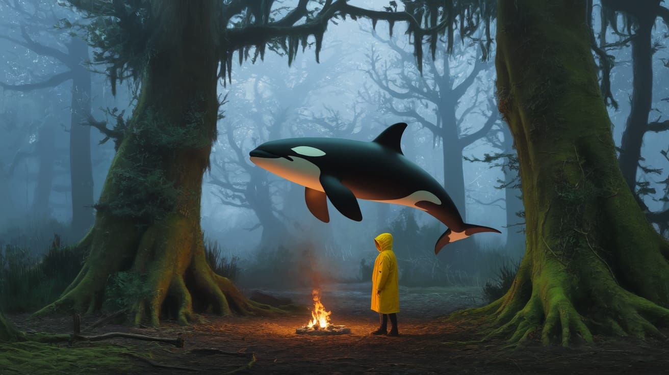 Surreal Forest Scene in Digital Painting Style