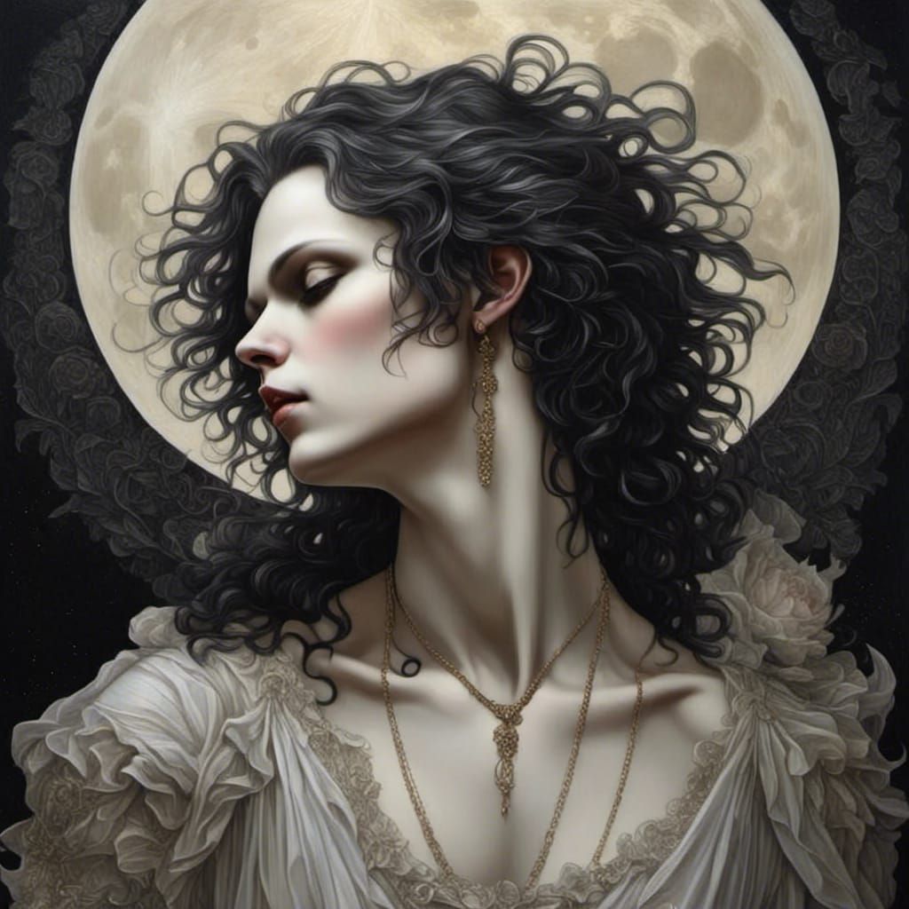 Moonlit Figure: A Pale and Vulnerable Glow