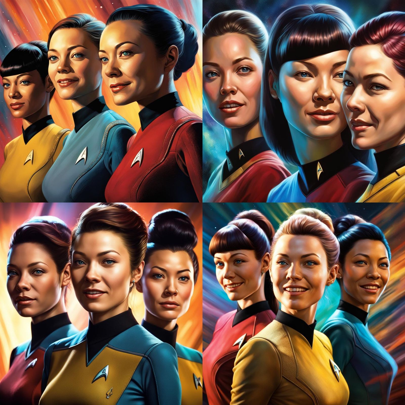 Hyperrealistic Star Trek Crew: Intricate Splash Art