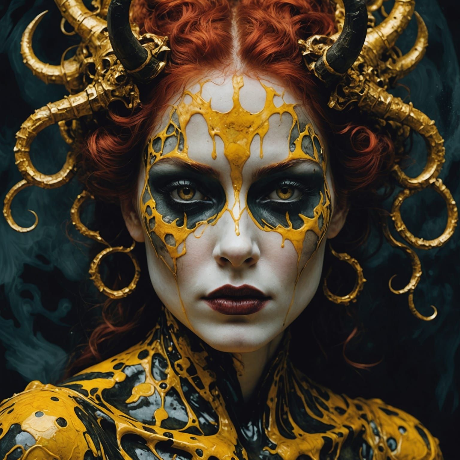 Diabolical Malevolent Figure in Encaustic Wax Art