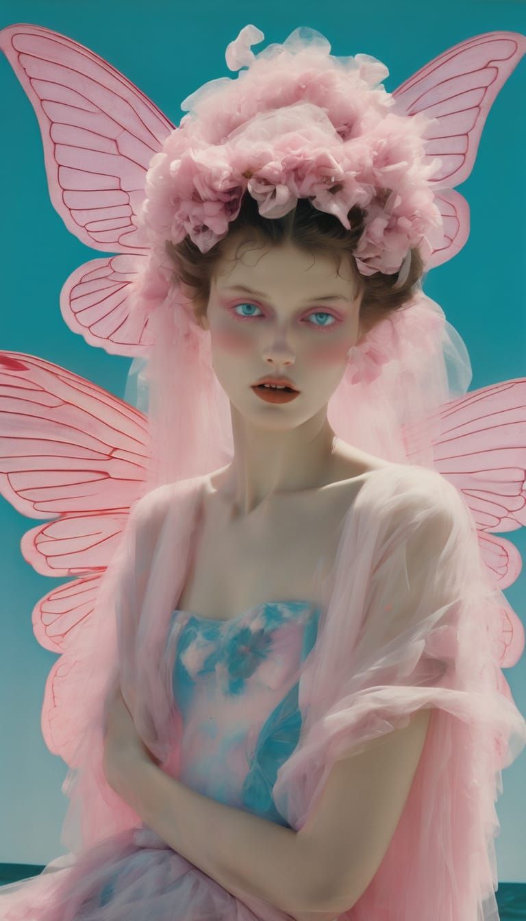 Enigmatic Fairy Scenes in Vaporwave Style