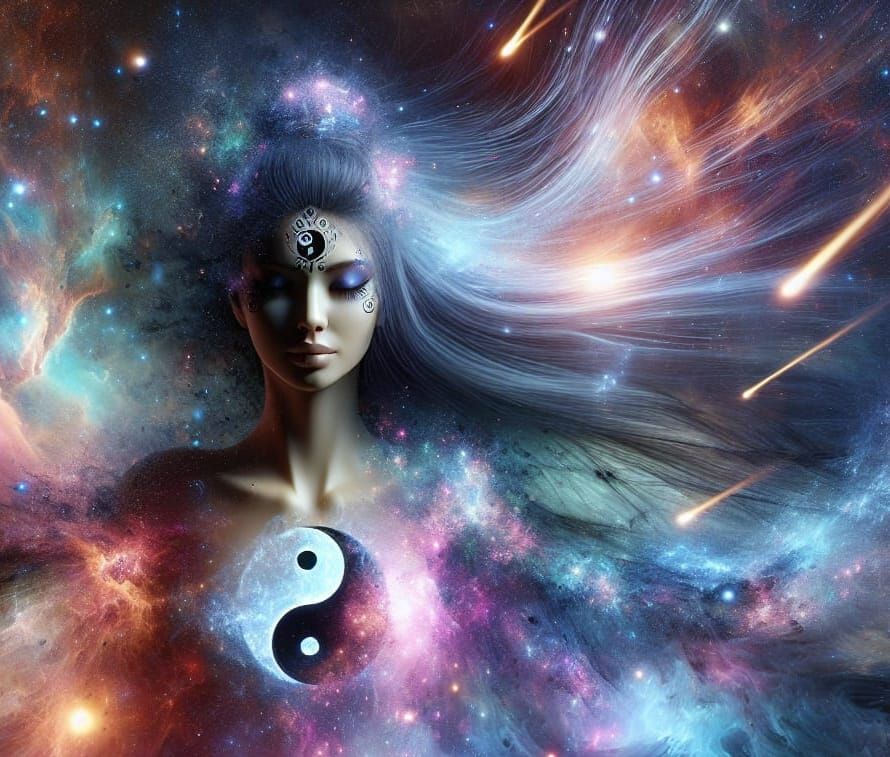Cosmic Girl Amalgamated with Nebula, Surreal Photorealistic ...