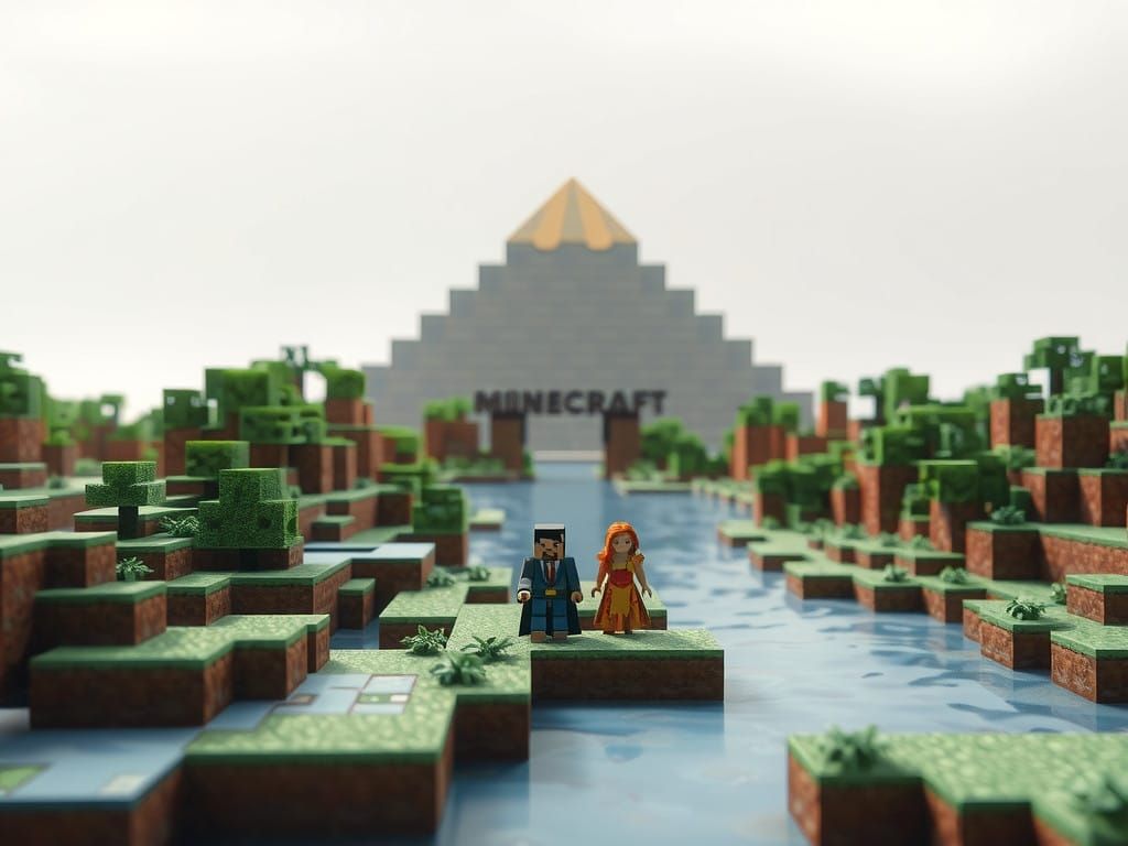 Pixelated Legends Characters Stand Before Ancient Pyramid in...