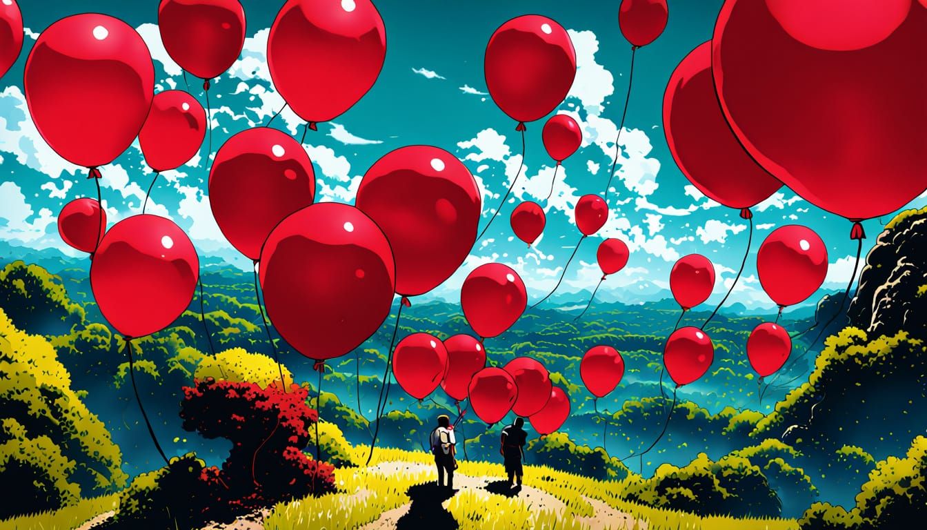 99 Red Balloons Anime Style Cel-Shaded Art