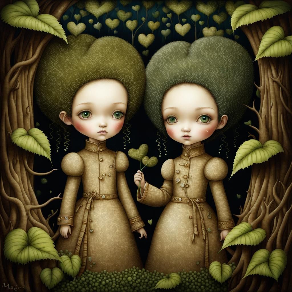 Enchanted Forest Discovery: Sisters in Twig Art