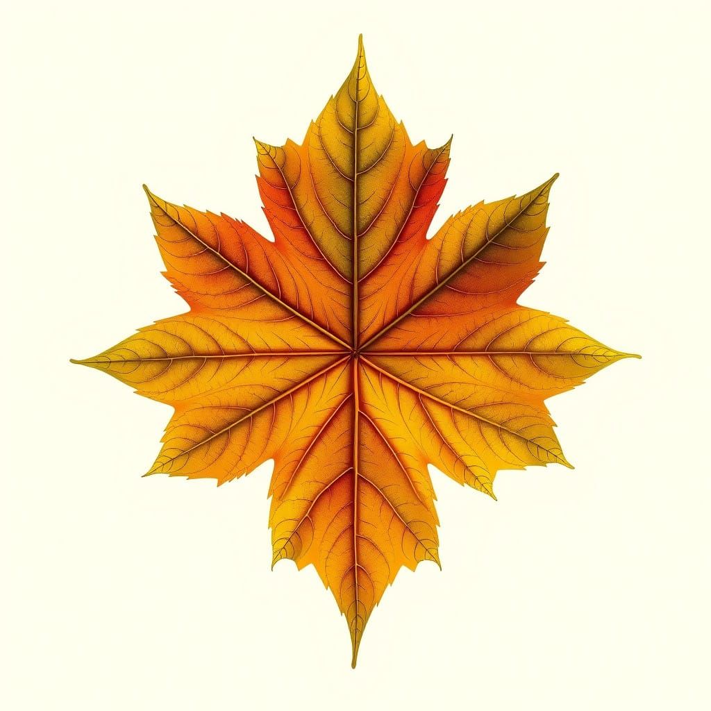 Vibrant, Symmetrical Maple Leaf in Organic Style