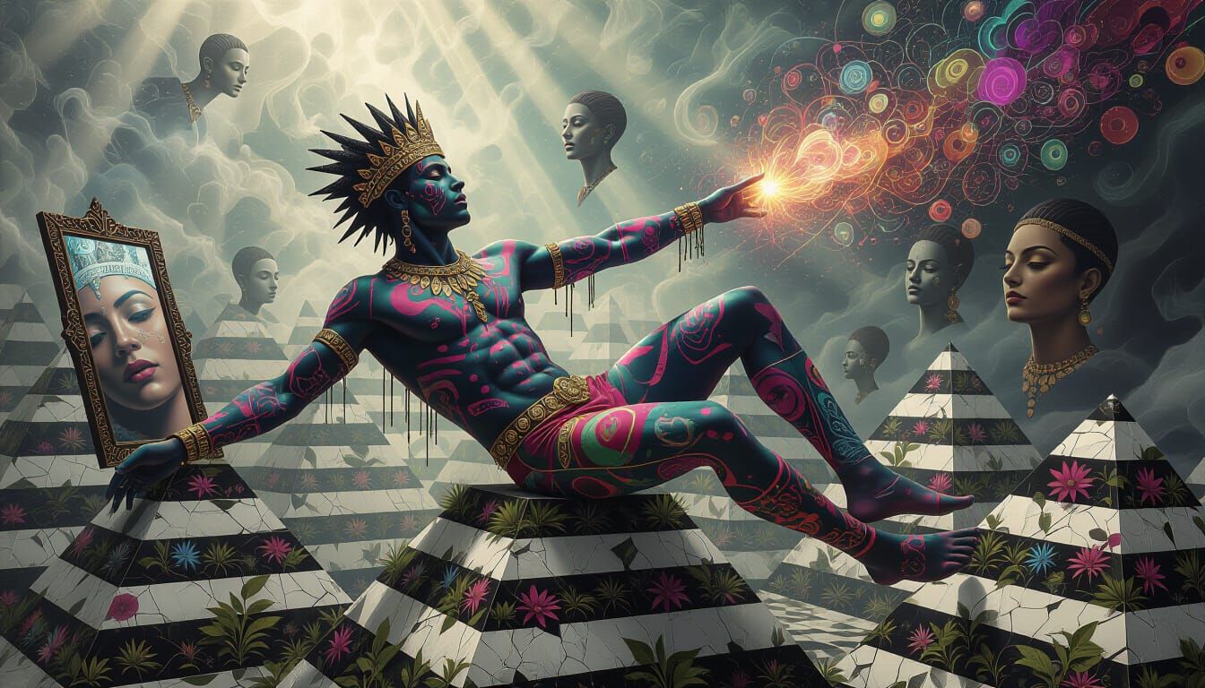 Mystical Prince Bio-Art Collage in Dreamlike Setting