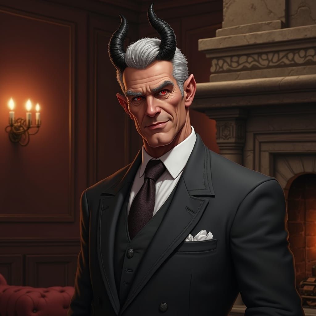 Charming Mature Demon with Salt and Pepper Hair in Modern St...