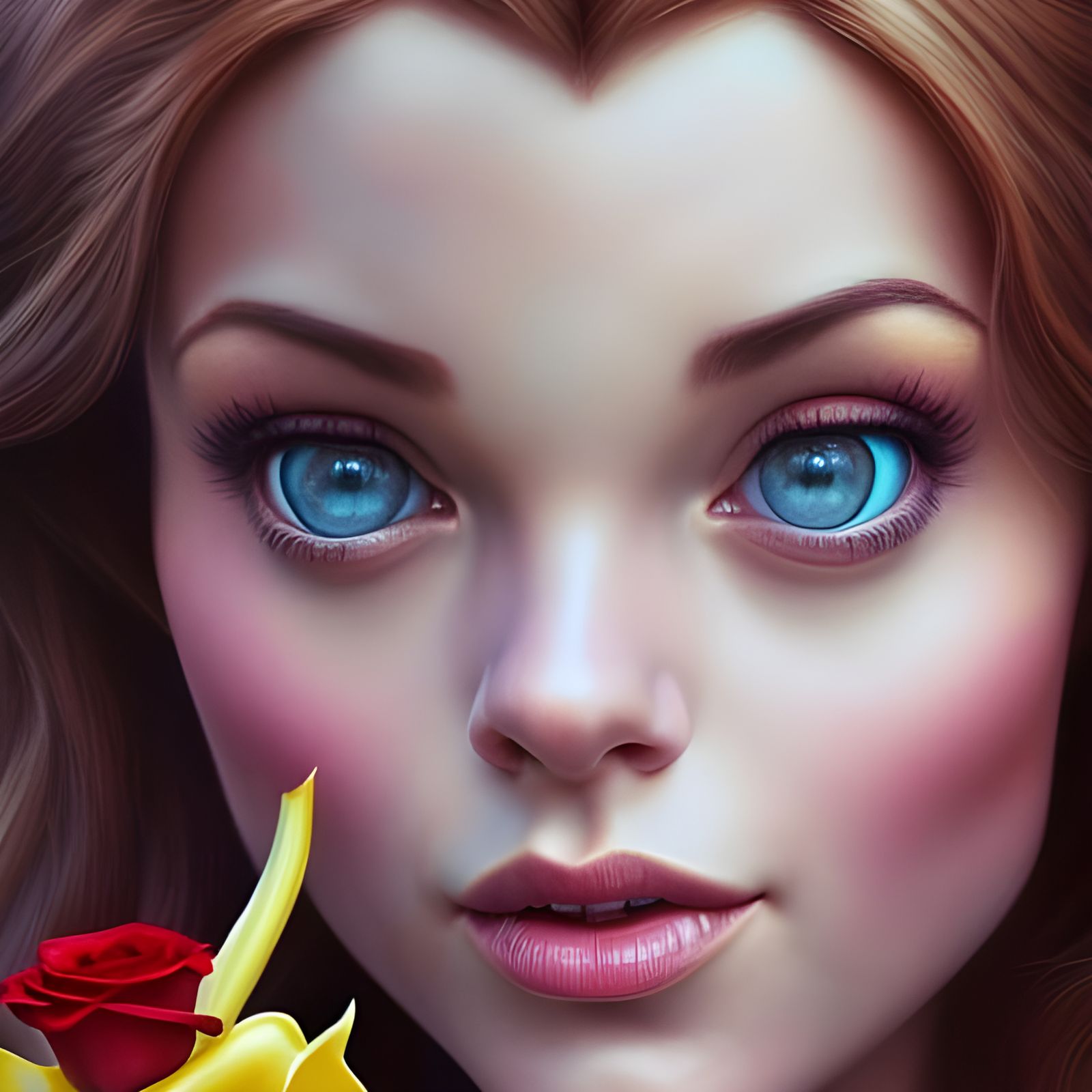 Belle Blows a Kiss: Hyperrealistic Digital Portrait