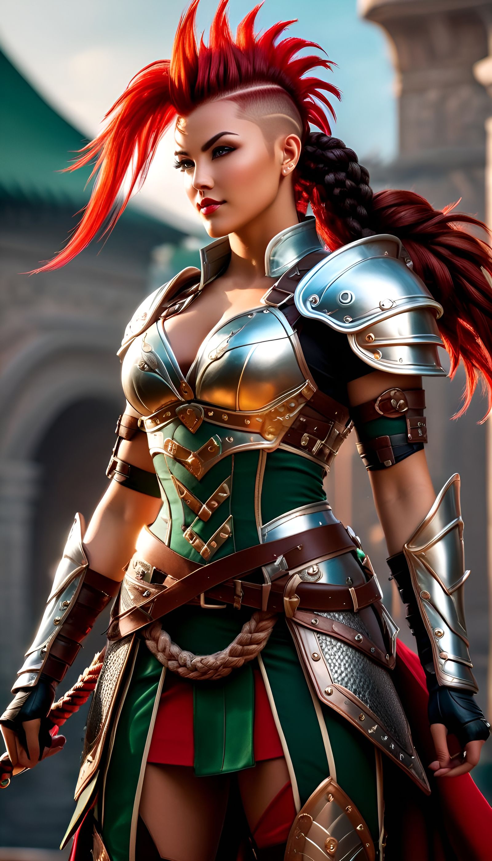 Voluptuous Female Warrior in White Armor