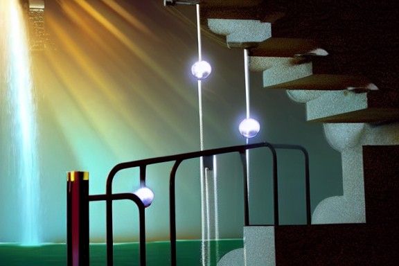 Steampunk Waterfall in Retrofuturistic Sci-Fi Style